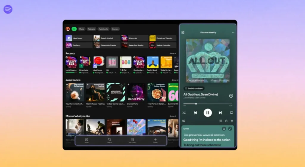 Spotify tablets diseño adaptativo app música