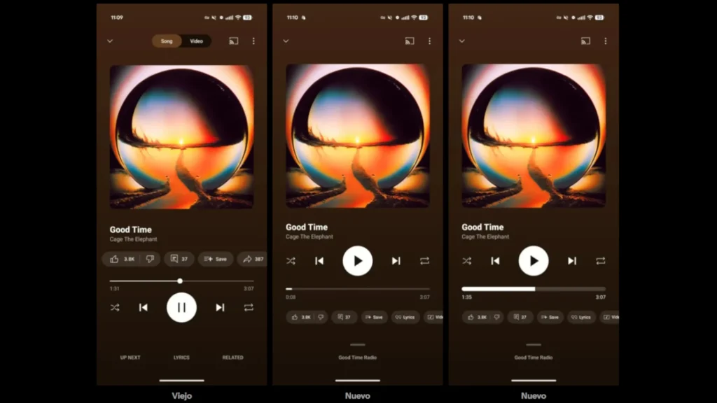 YouTube Music diseño renovado aplicación