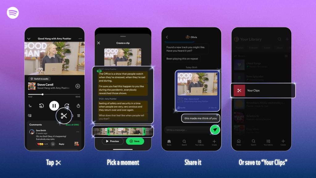 Spotify agregando clips cortos para podcasts