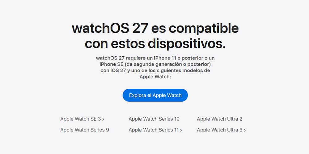 watchOS 27 llegará a relojes recientes