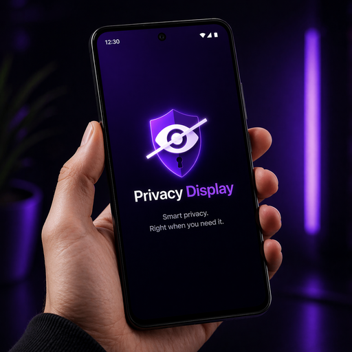 Usuario utilizando un teléfono Honor con pantalla de privacidad activada.