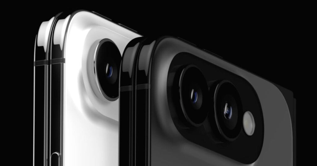 Detalle del mecanismo interno de la bisagra de un dispositivo móvil de Apple.