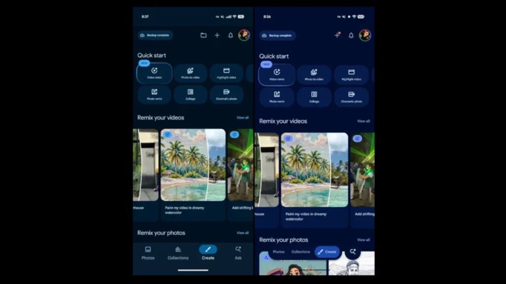 Rediseño flotante de Google Photos para Android