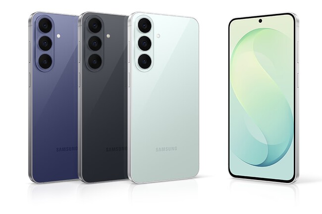 Comparativa de diseño frontal y trasero del Samsung Galaxy S26 FE y Galaxy S25 FE