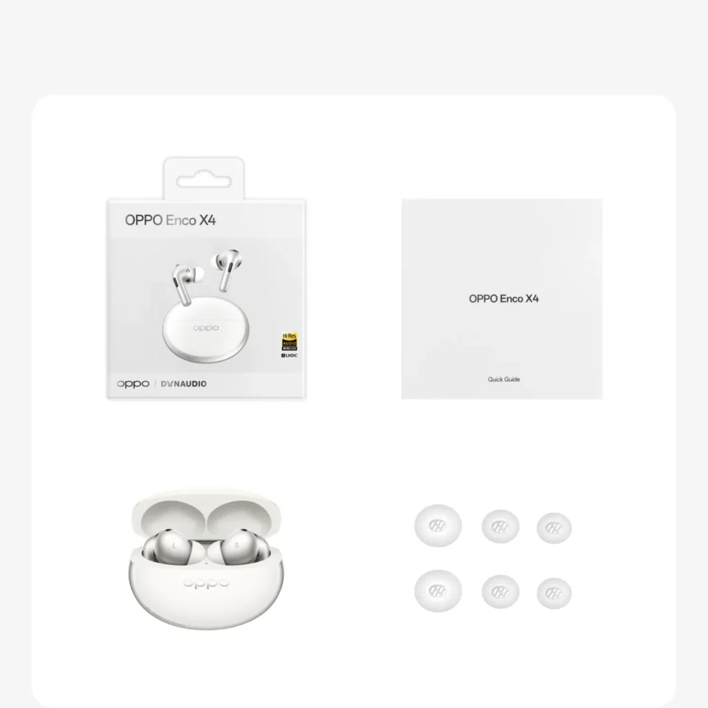 OPPO Enco X4 con cancelación activa de ruido adaptativa mediante inteligencia artificial.