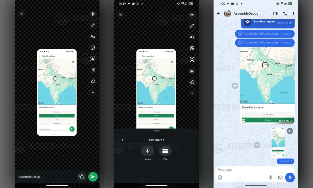 Ícono de onda de sonido en el editor de stickers de WhatsApp para grabar audio