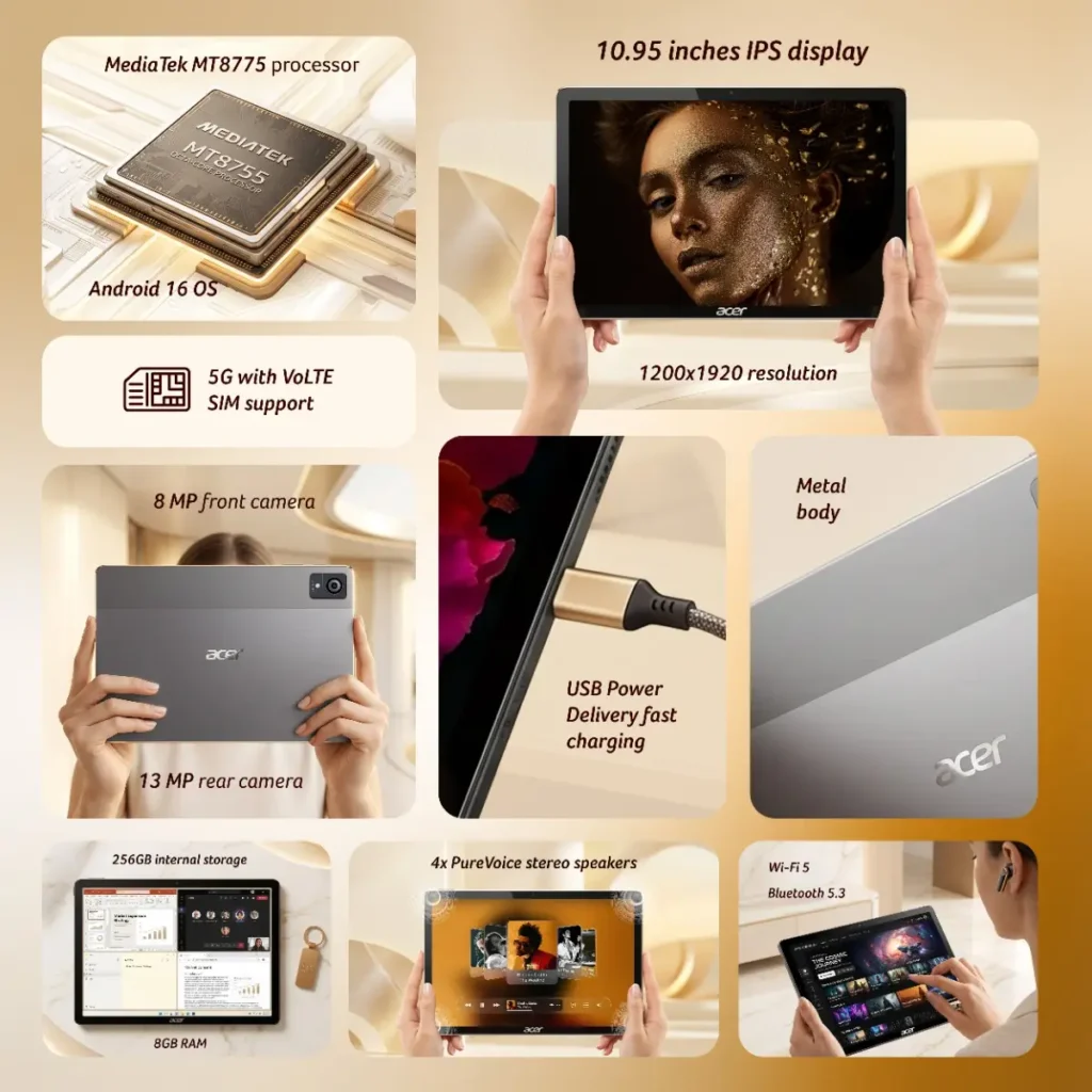 Pantalla IPS de 90 Hz de la Acer Iconia Tab 11 5G.